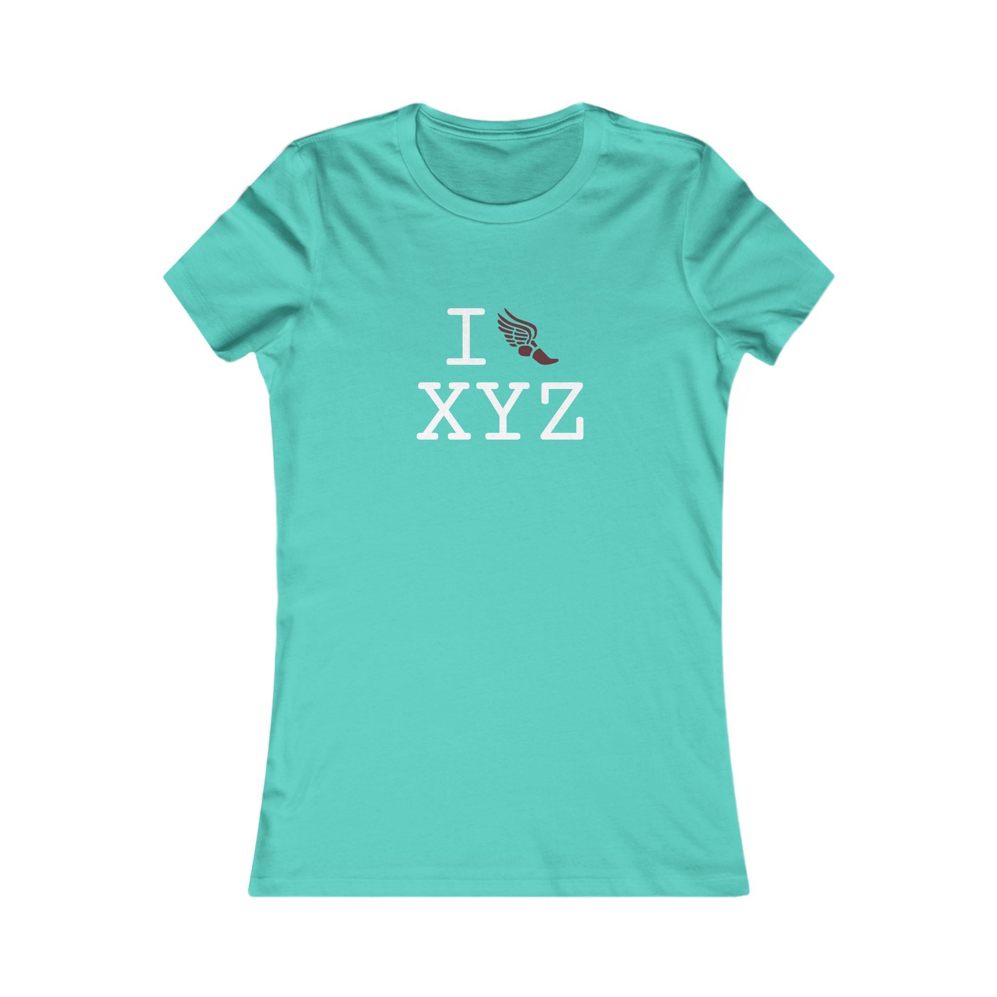 I Run ___ women's T, maroon logo