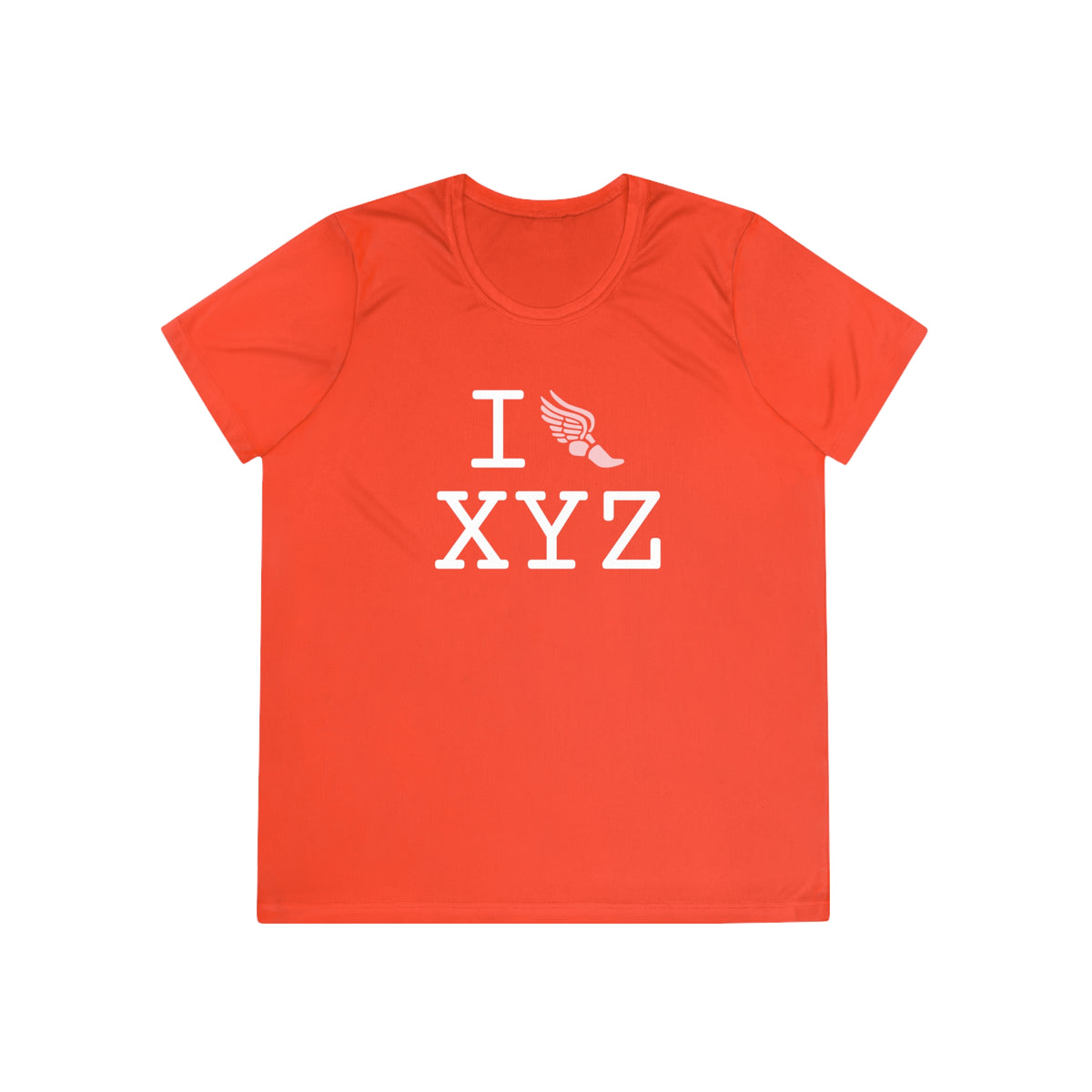 I Run women's athletic T, pink logo