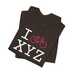 I Bike unisex T, hot pink bike