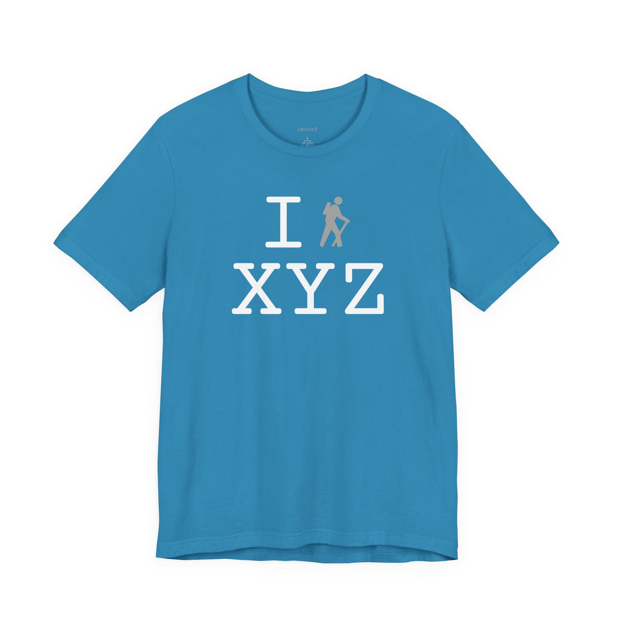 I Hike unisex T, grey hiker