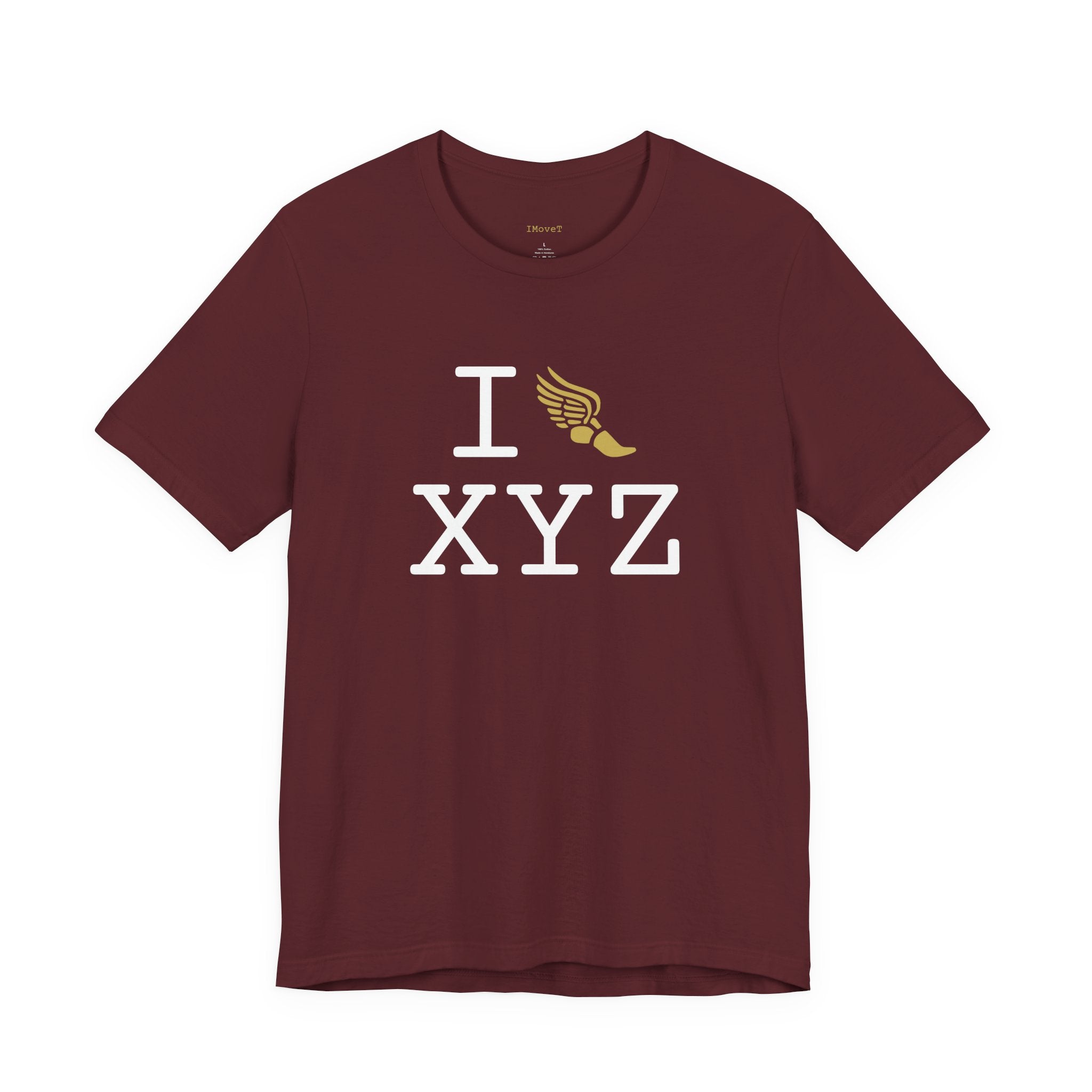 I Run ___ unisex T, gold logo