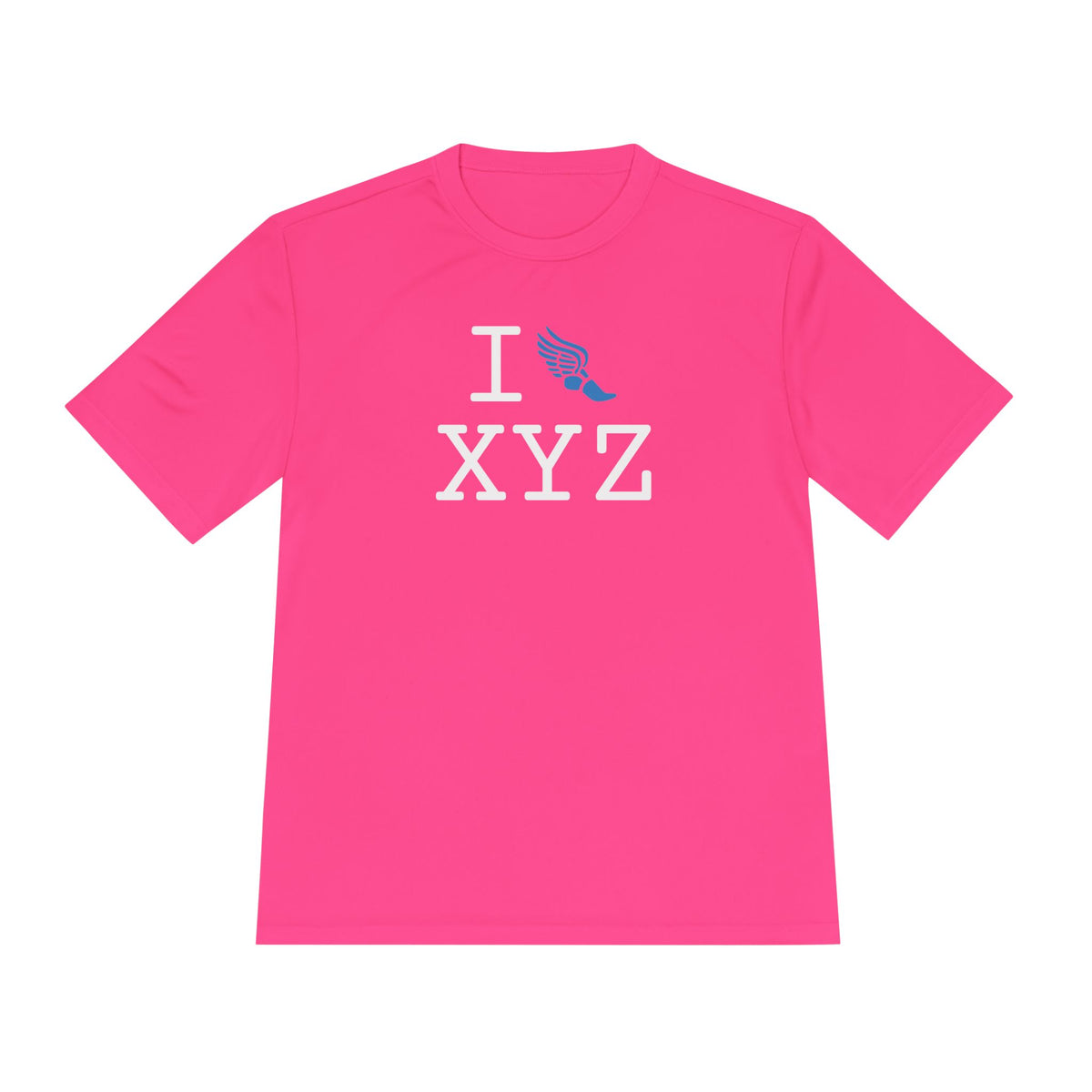 I Run athletic T, light blue logo