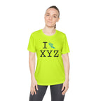 I Run women's athletic T, teal logo