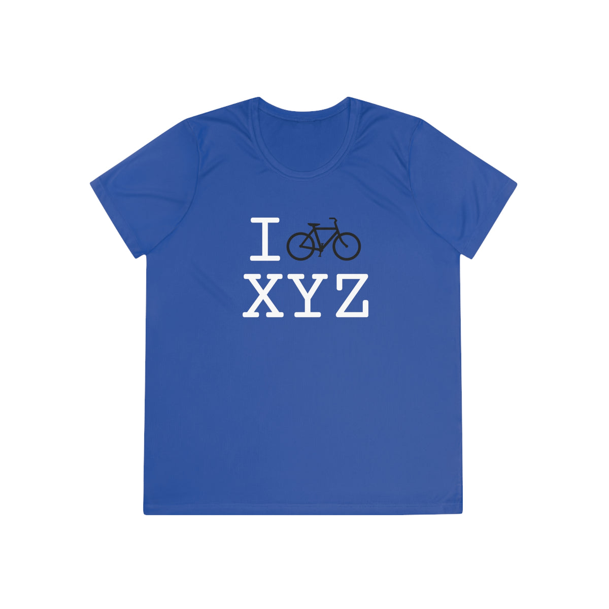 I Bike women's athletic T, black bike