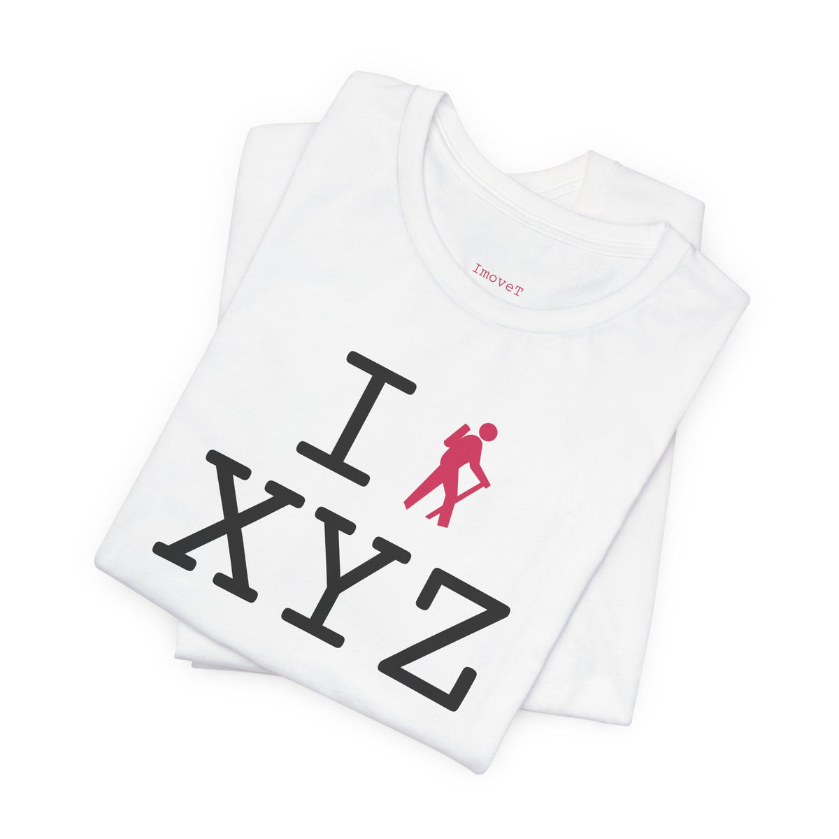 I Hike unisex T, hot pink hiker