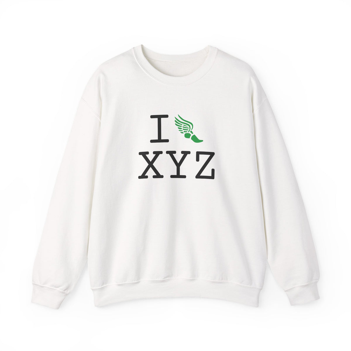 I Run sweatshirt, green logo