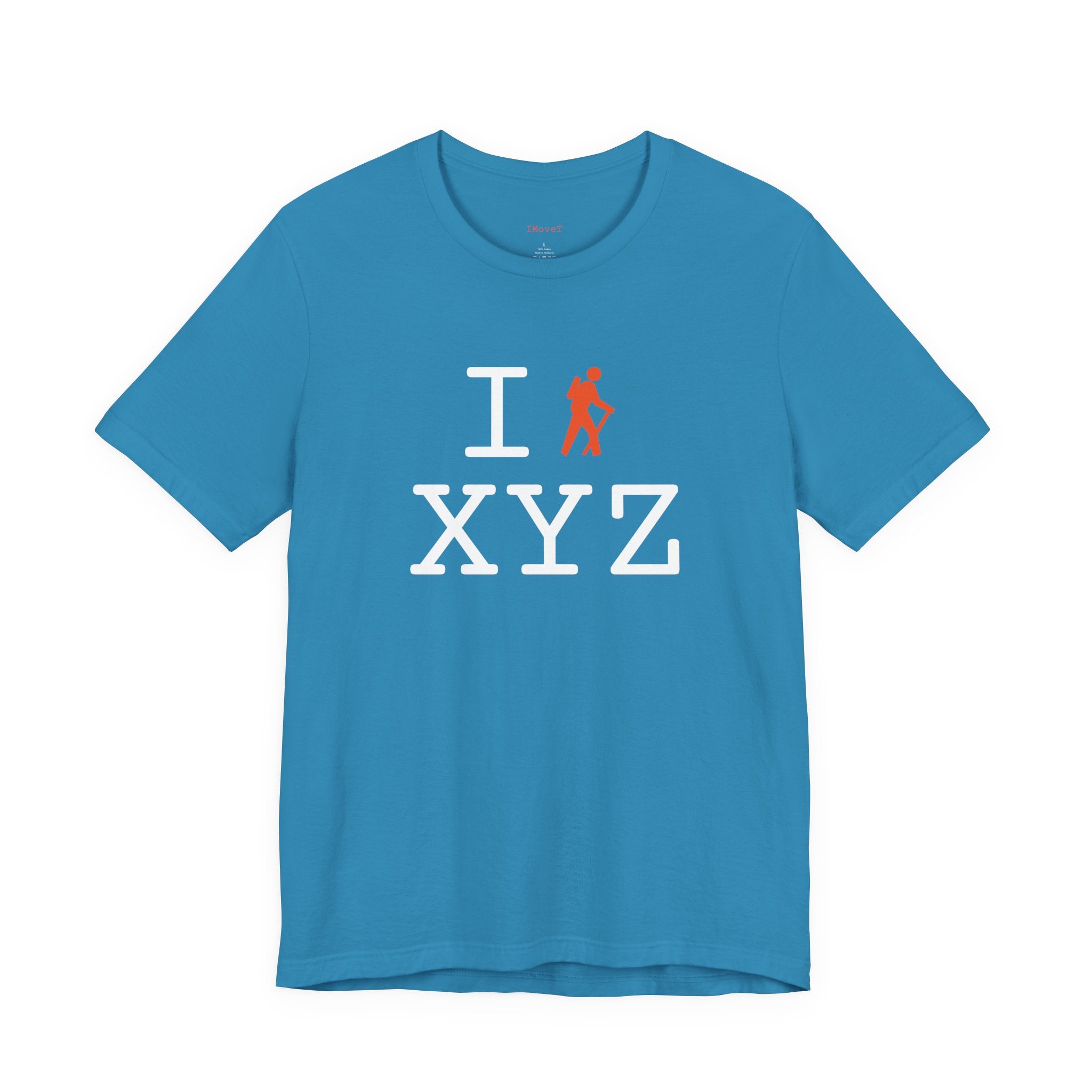 I Hike ___ unisex T, orange hiker