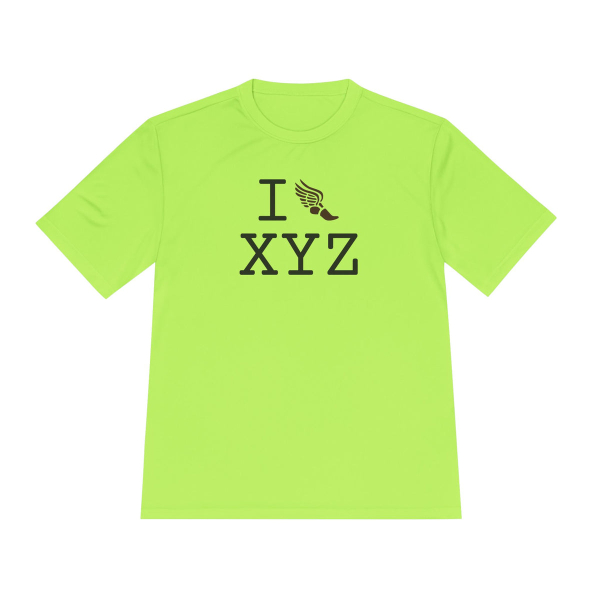 I Run athletic T, brown logo