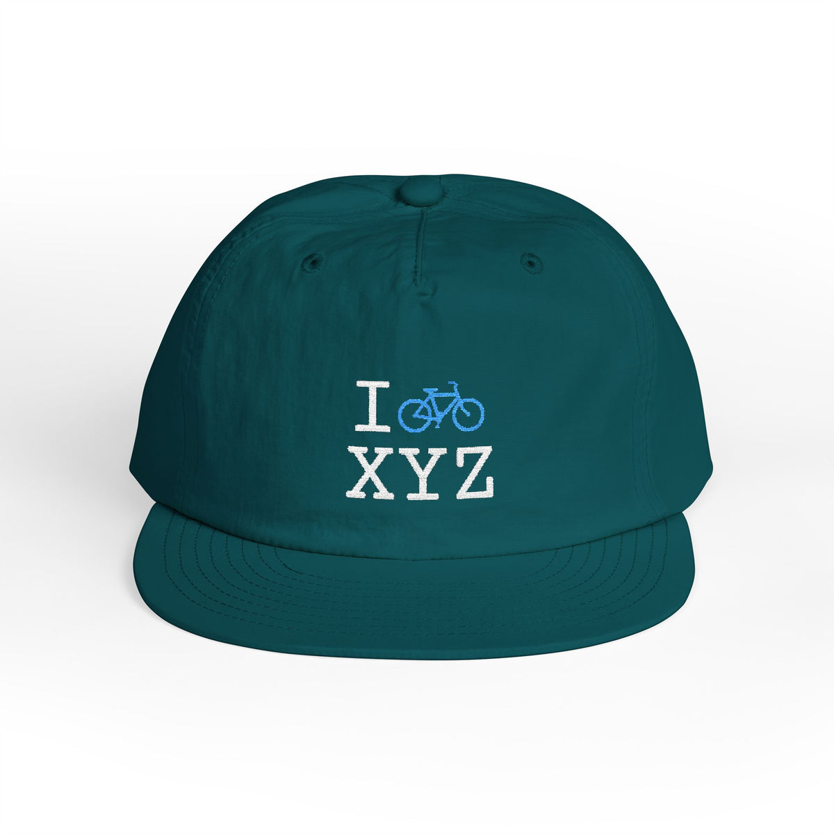 I Bike athletic hat, light blue bike