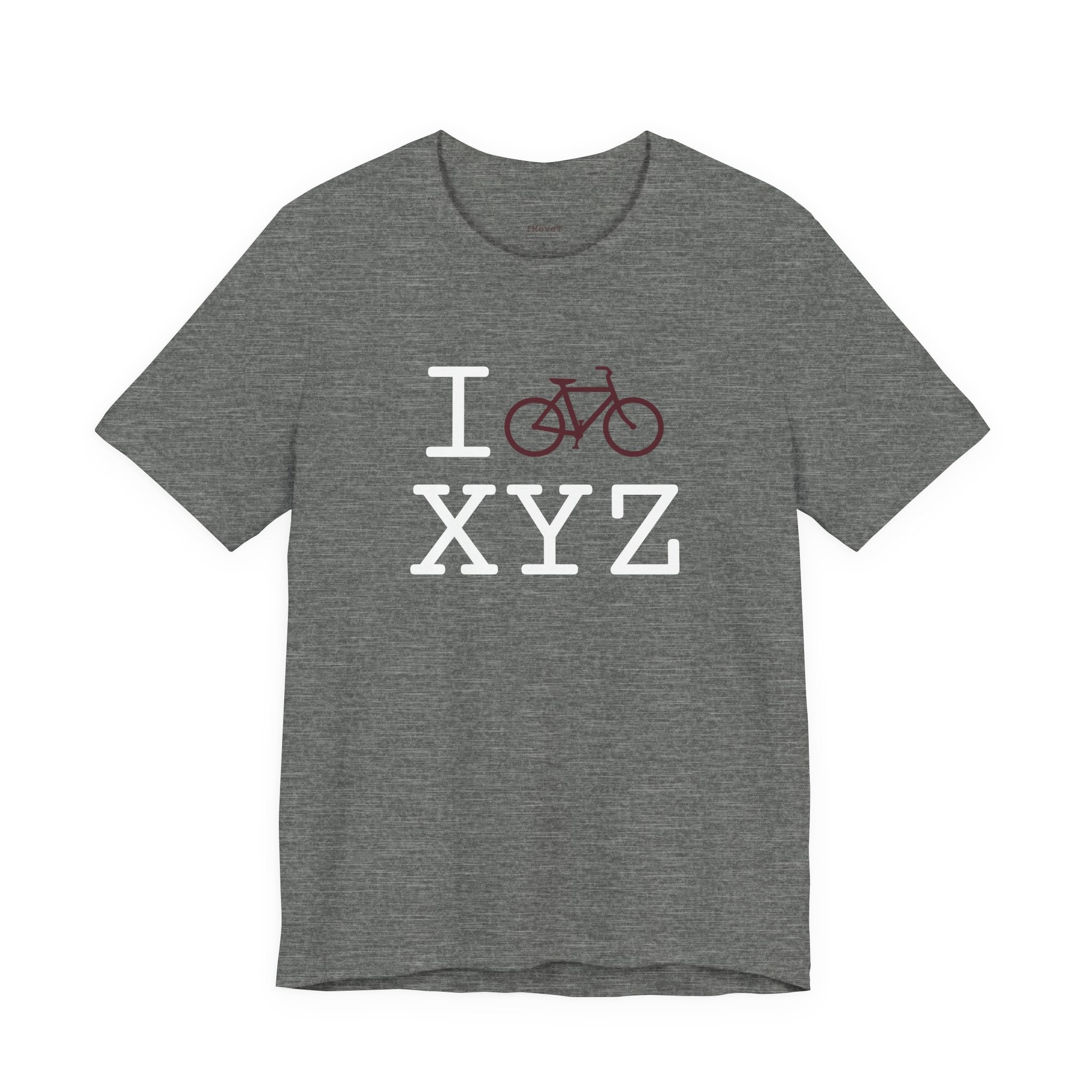 I Bike ___ unisex T, maroon bike