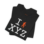 I Hike unisex T, orange hiker