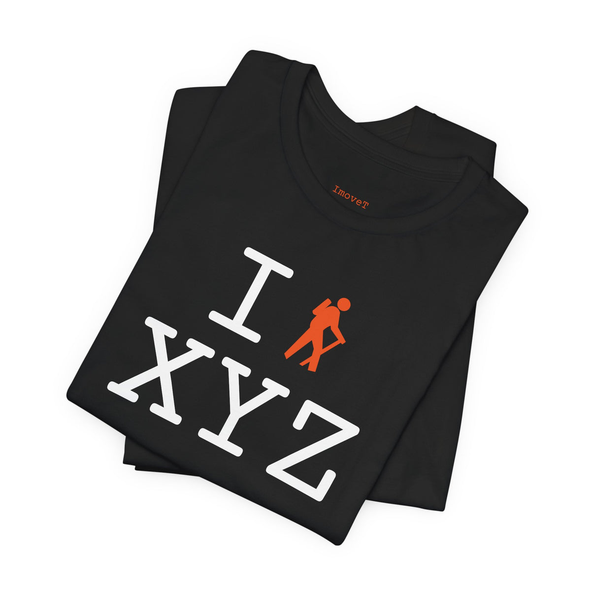 I Hike unisex T, orange hiker