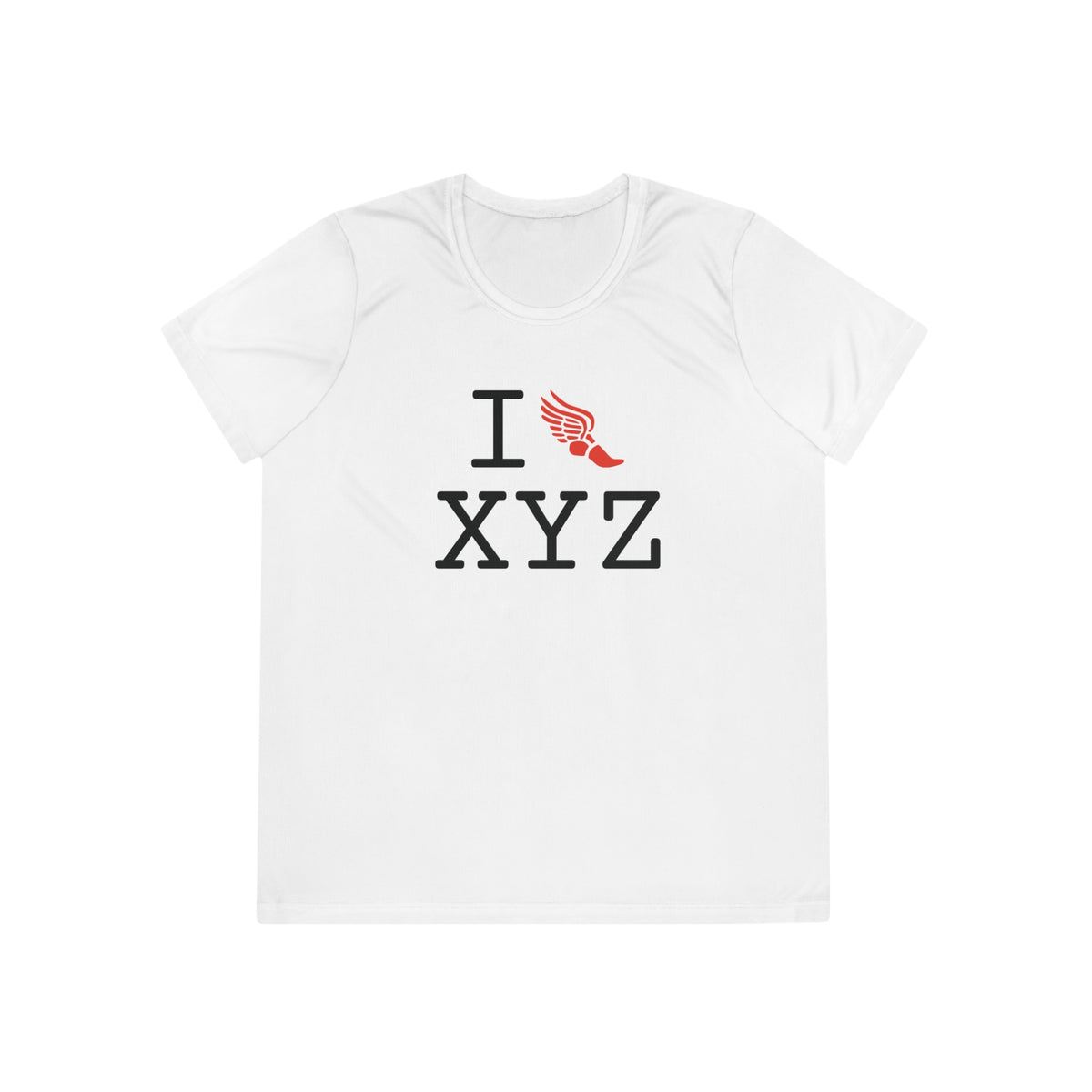I Run women's athletic T, red logo