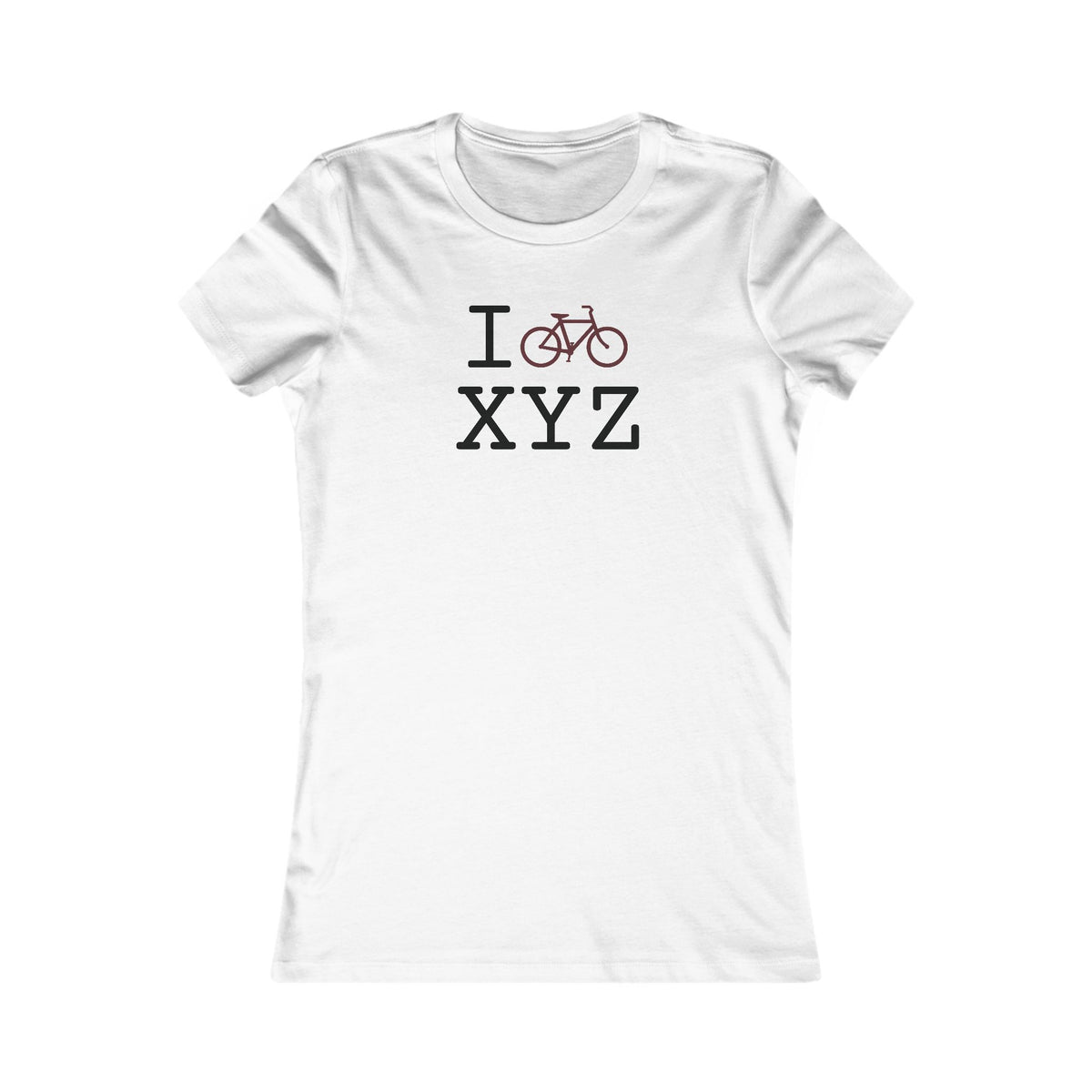 I Bike women's T, maroon bike