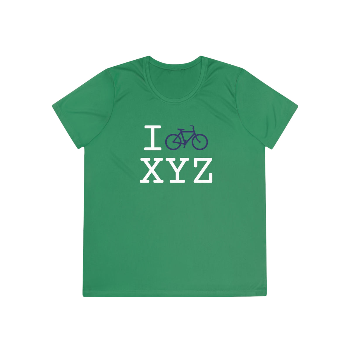 I Bike women's athletic T, navy bike