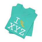 I Run unisex T, yellow logo
