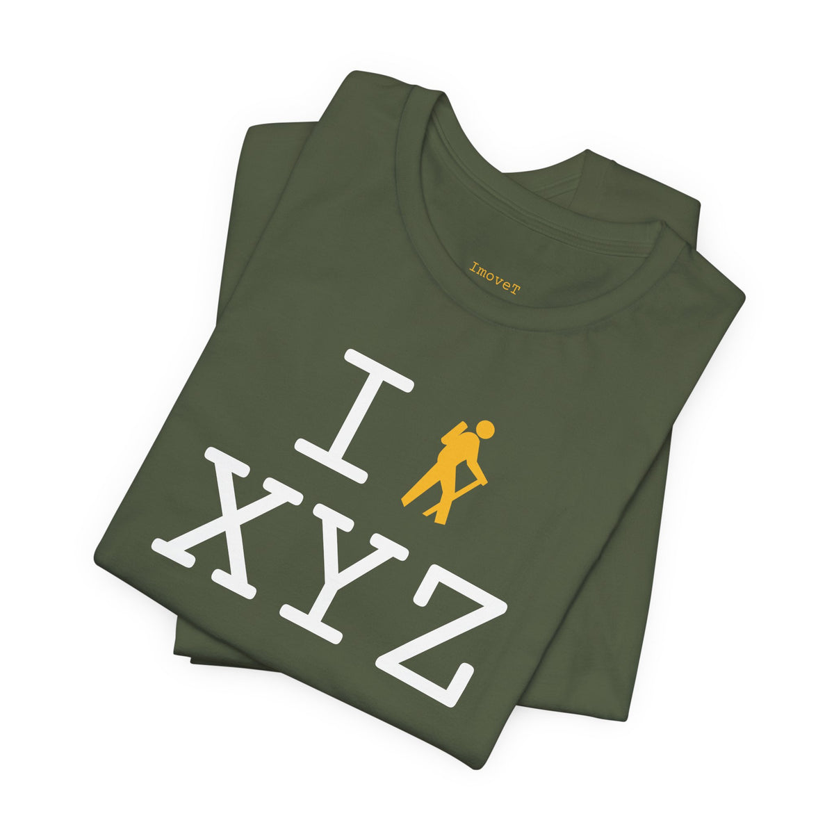 I Hike unisex T, yellow hiker