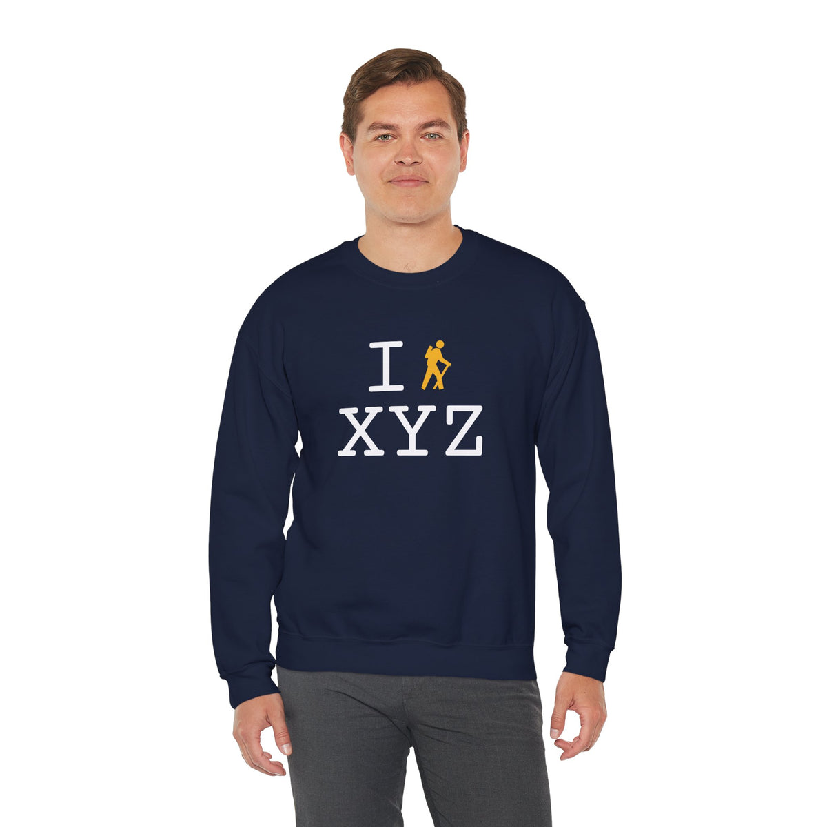 I Hike sweatshirt, yellow hiker
