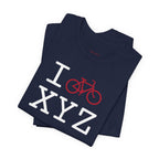I Bike unisex T, crimson bike