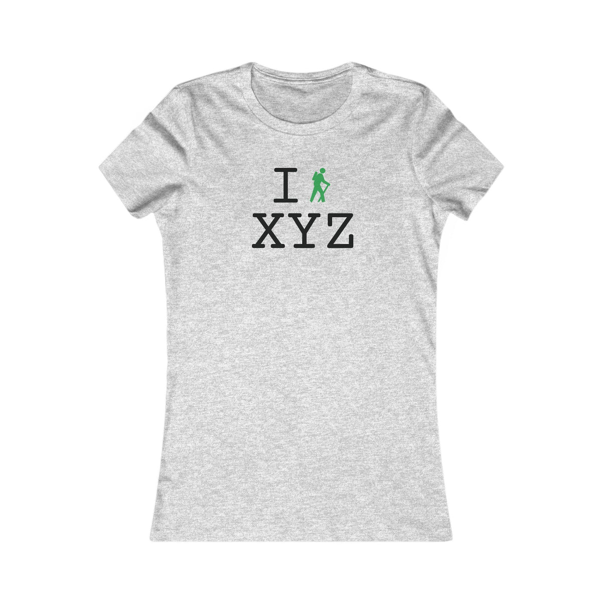 I Hike women's T, green hiker