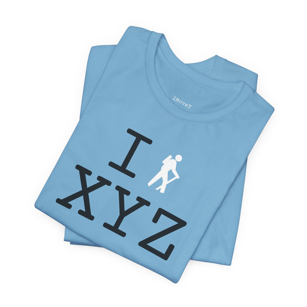 I Hike unisex T, white hiker