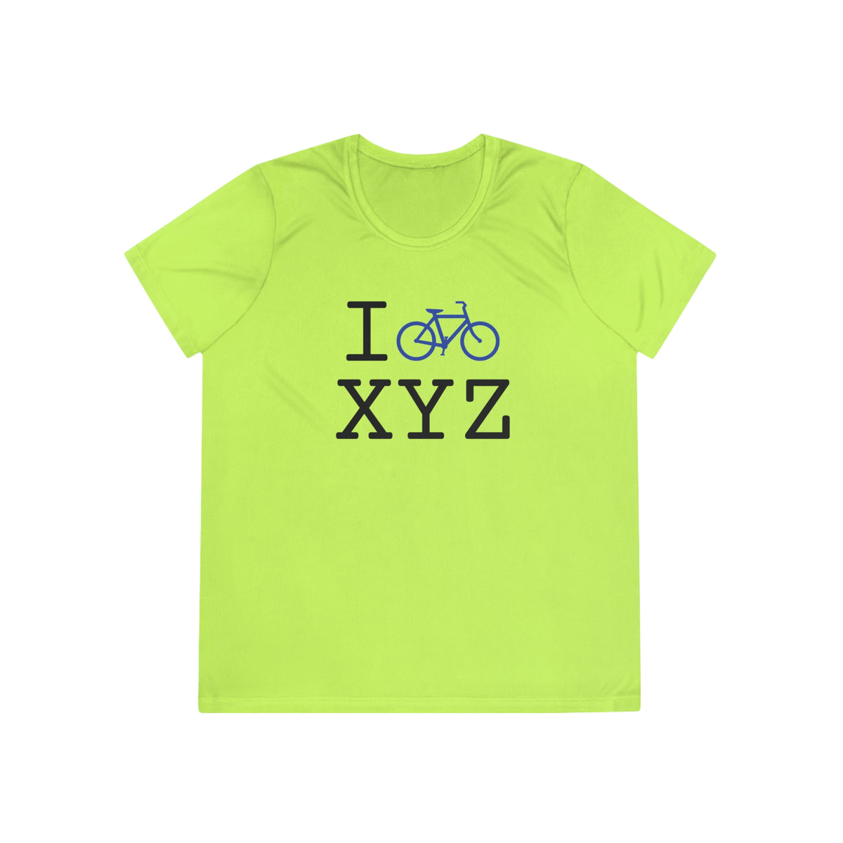 I Bike women's athletic T, blue bike