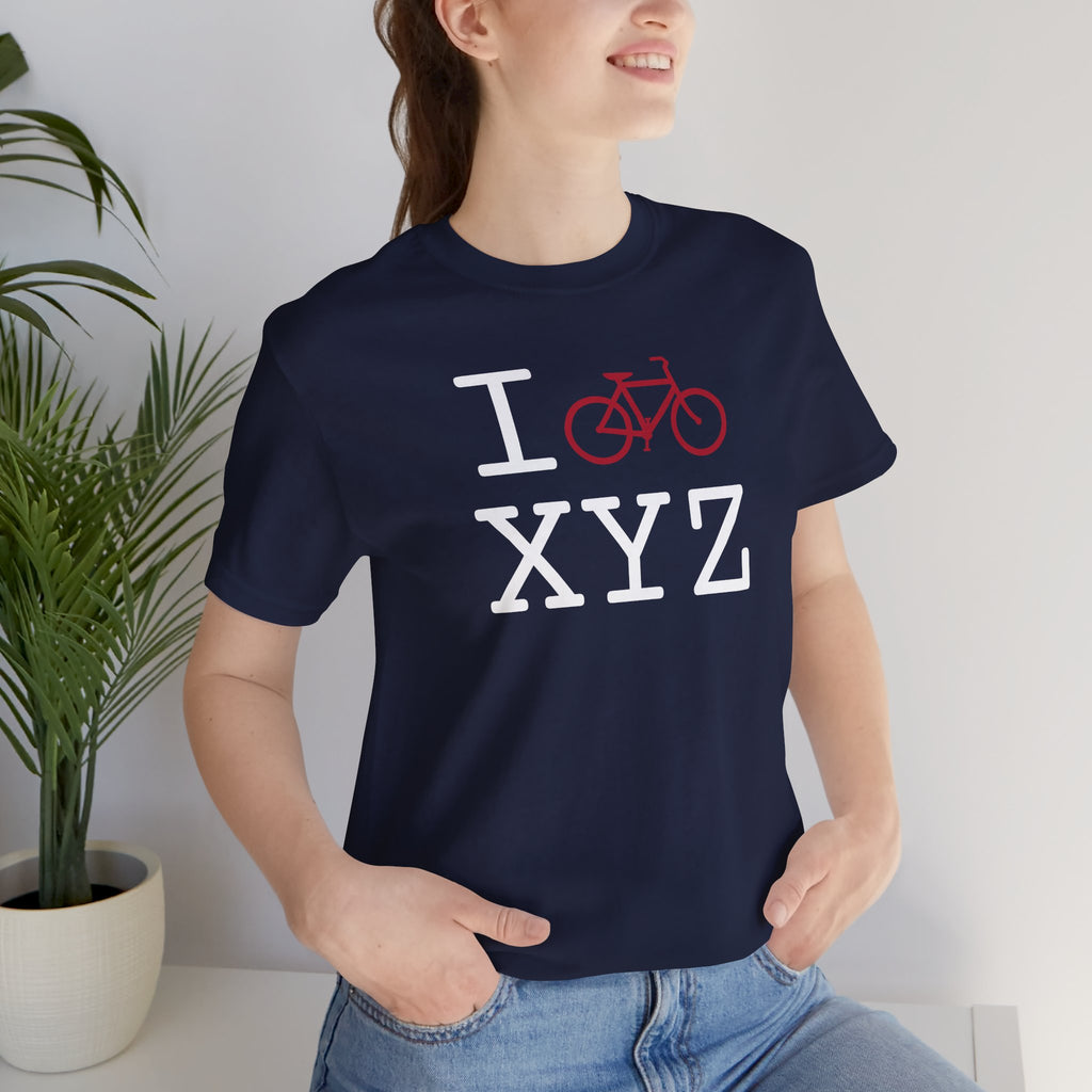 I Bike unisex T, crimson bike