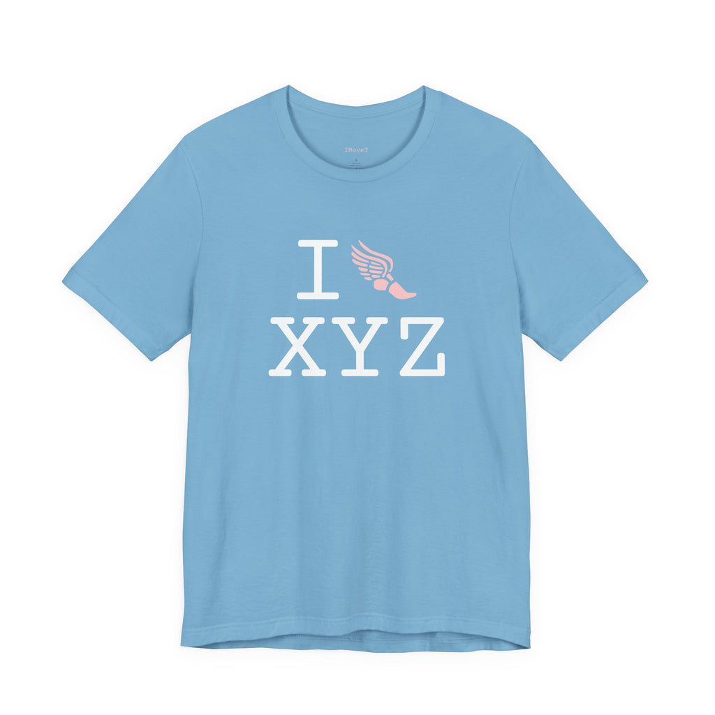 I Run ___ unisex T, pink logo