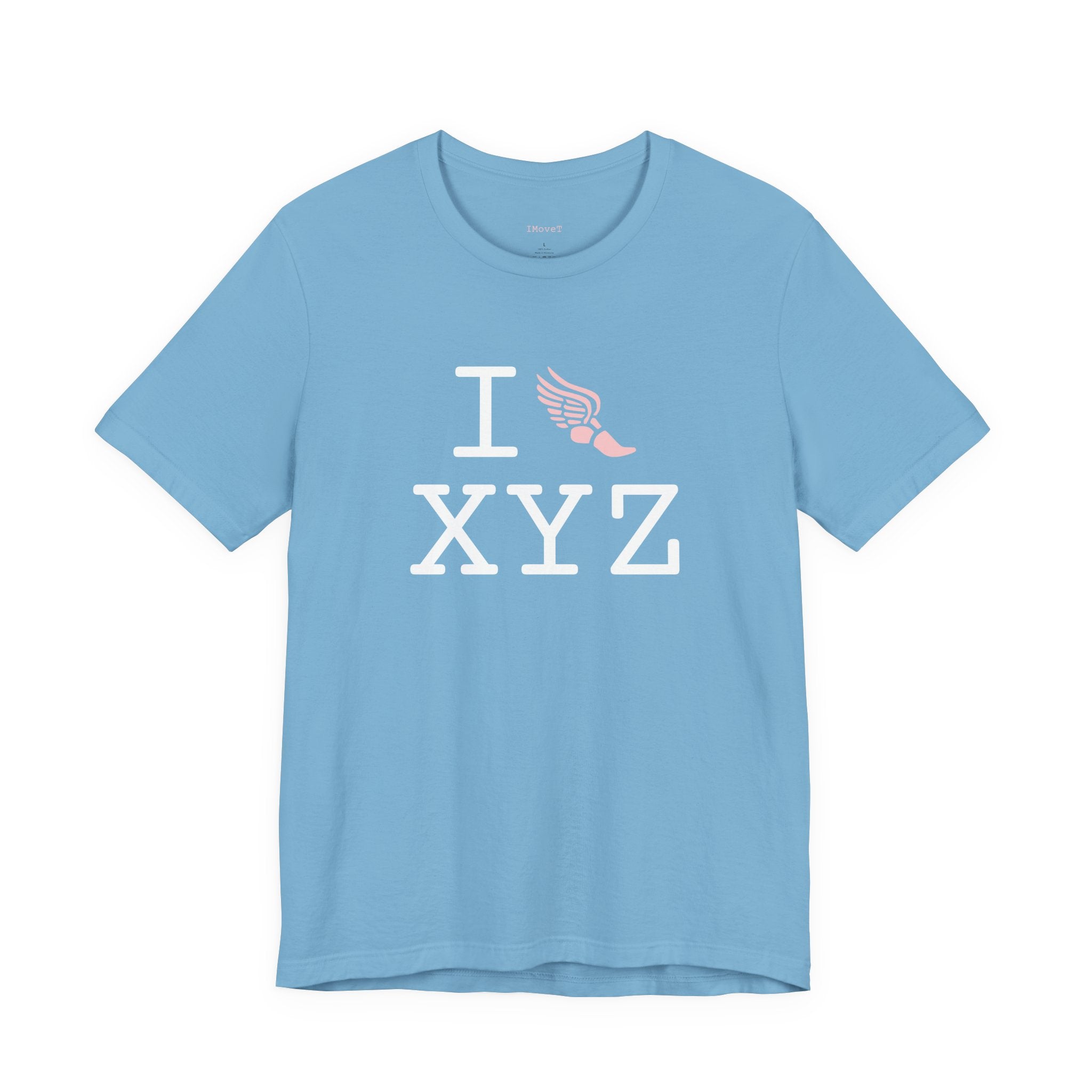 I Run ___ unisex T, pink logo