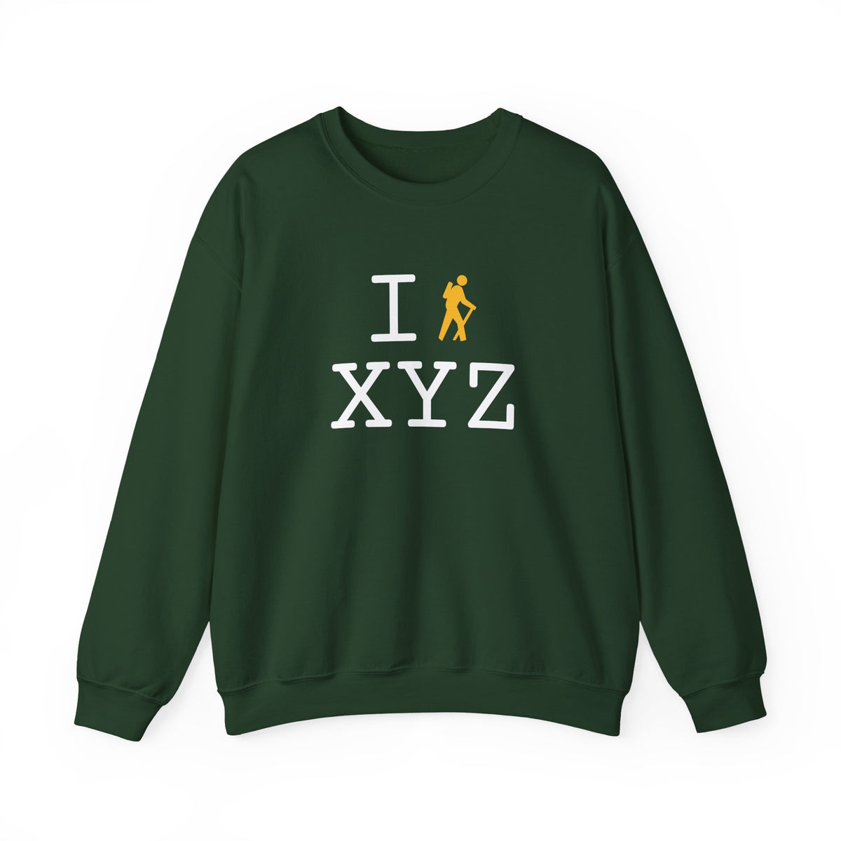 I Hike sweatshirt, yellow hiker