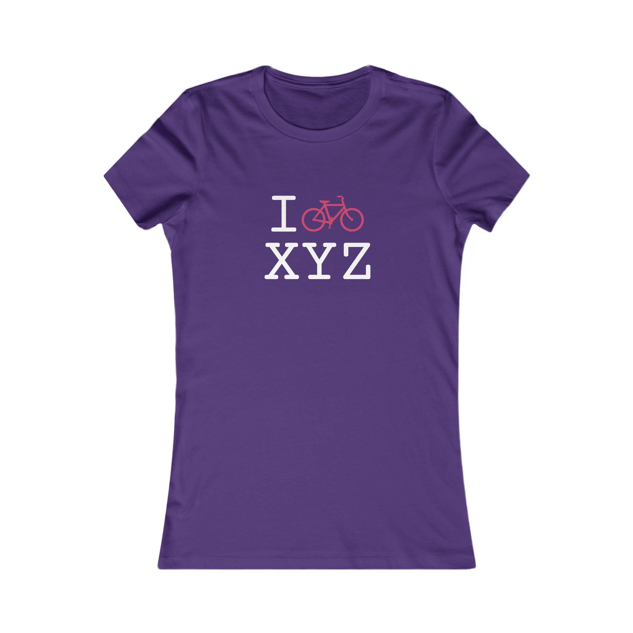 "I Bike ___" women's T, fuchsia bike