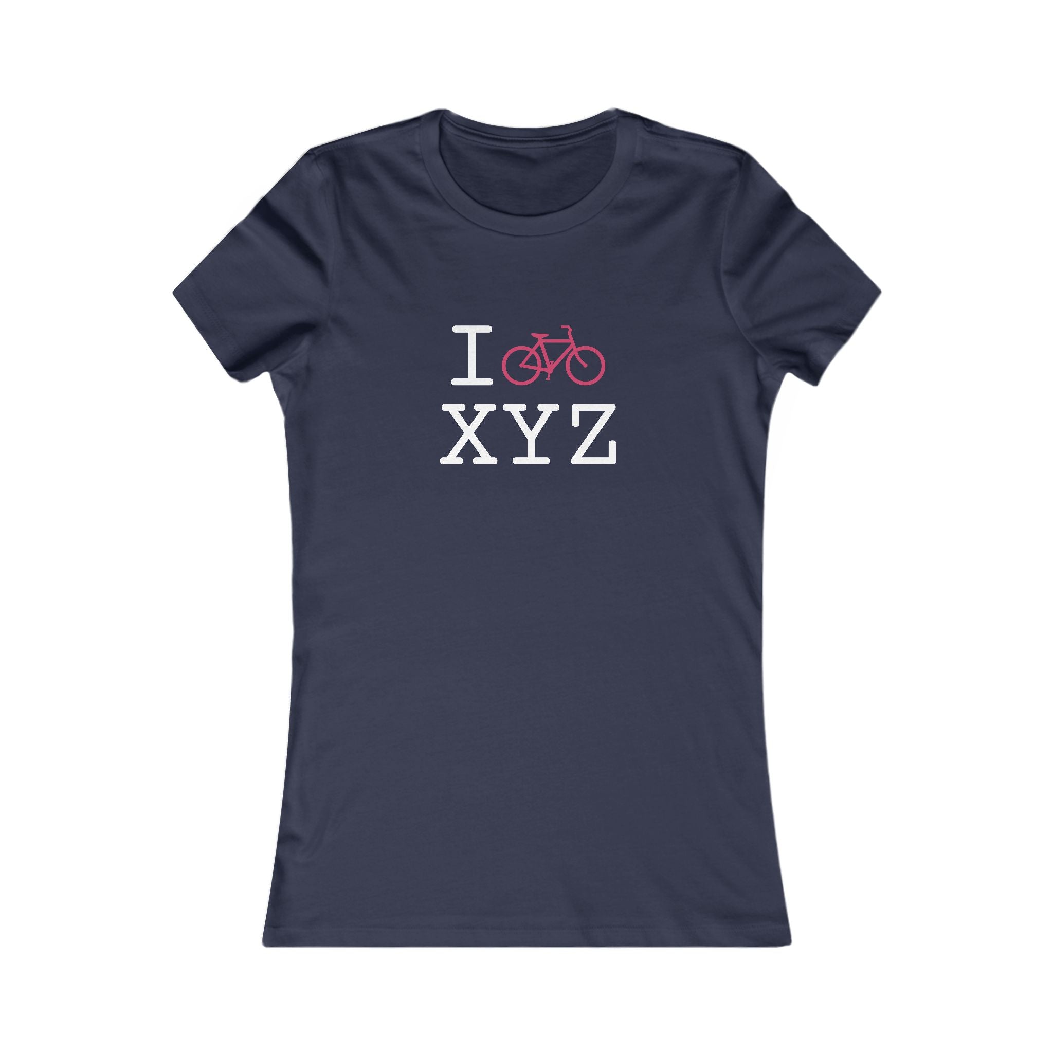 "I Bike ___" women's T, fuchsia bike