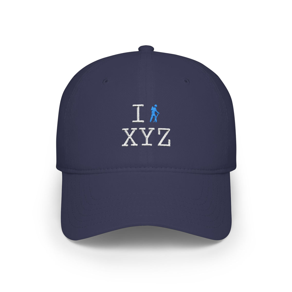 I Hike baseball cap, light blue hiker