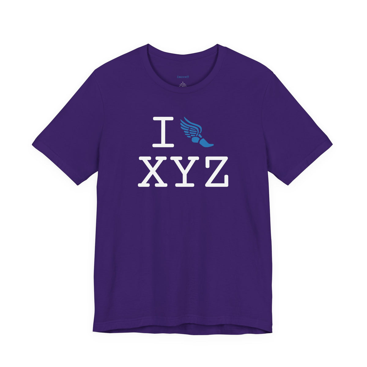 I Run unisex T, light blue logo