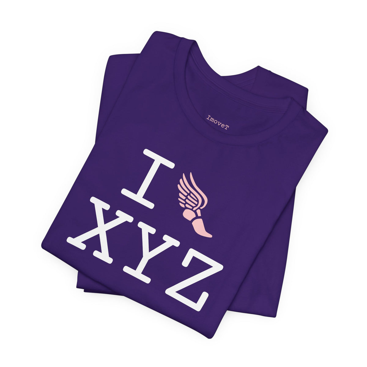 I Run unisex T, pink logo