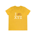 I Bike women's athletic T, dark orange bike