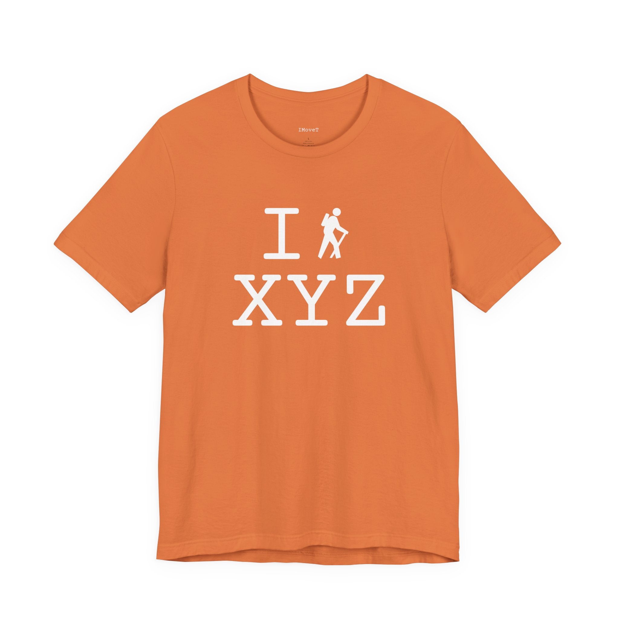 I Hike ___ unisex T, white hiker