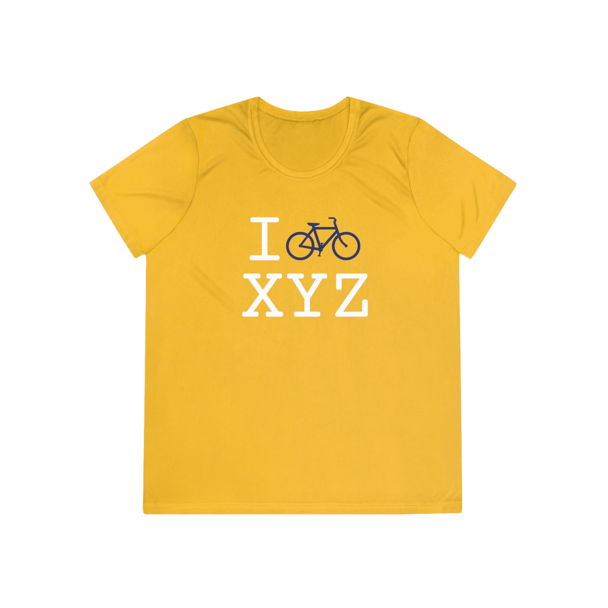 I Bike women's athletic T, navy bike