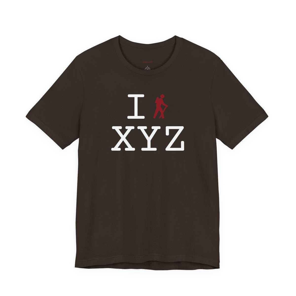 I Hike unisex T, crimson hiker