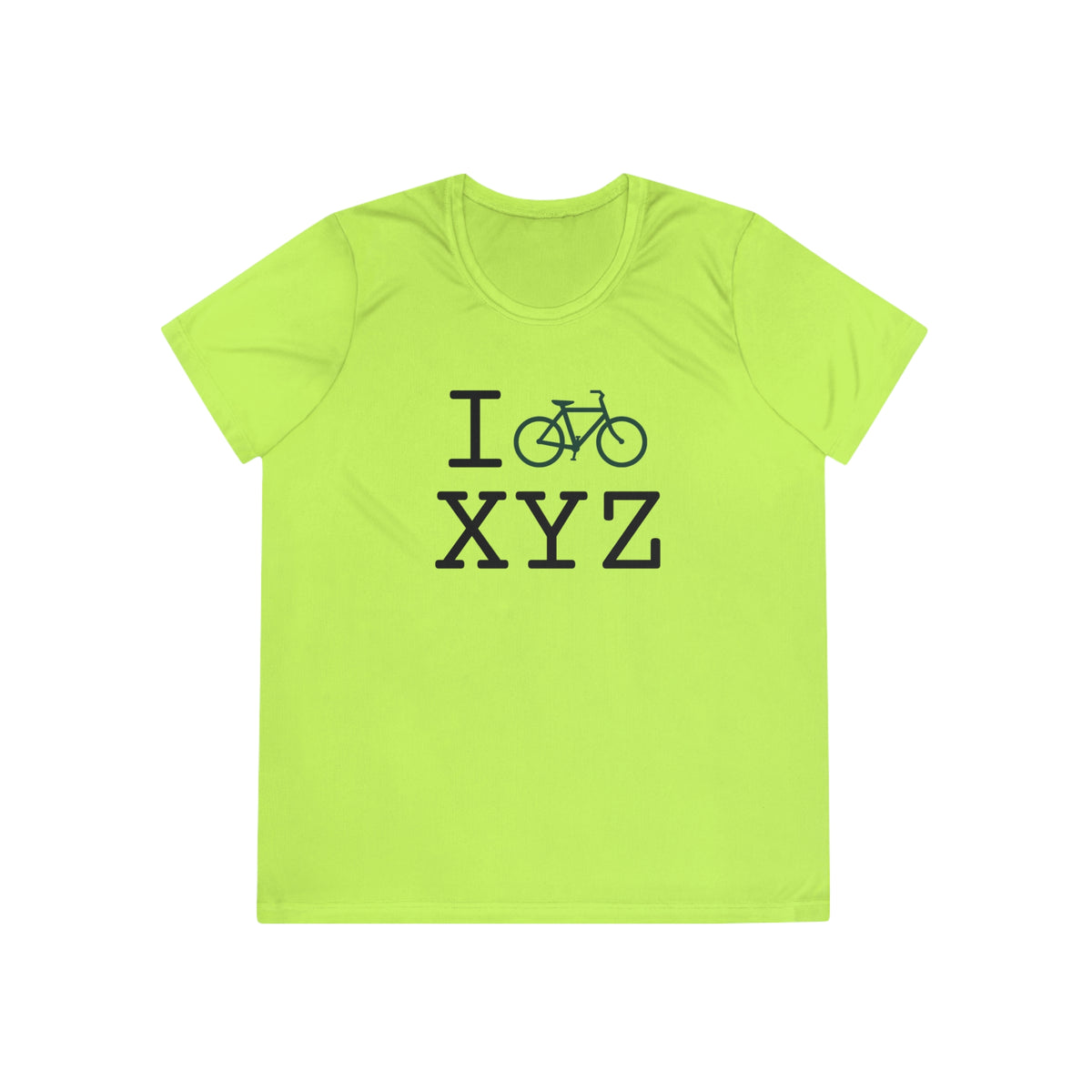 I Bike women's athletic T, dark green bike