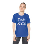 I Bike women's athletic T, white bike
