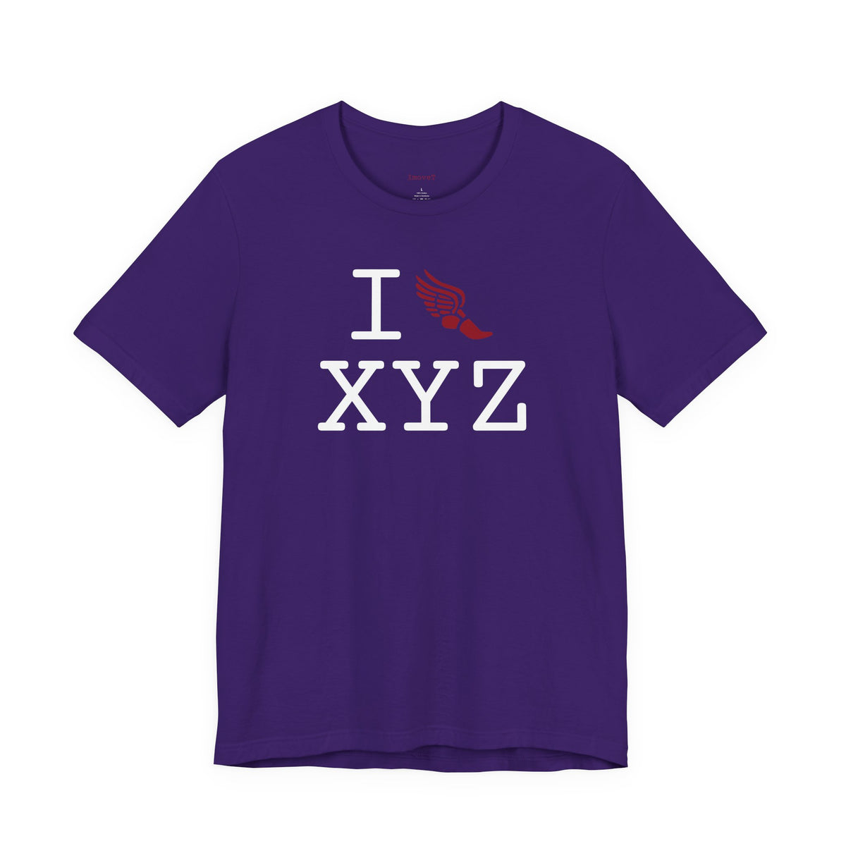 I Run unisex T, crimson logo