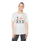 I Bike women's athletic T, orange bike