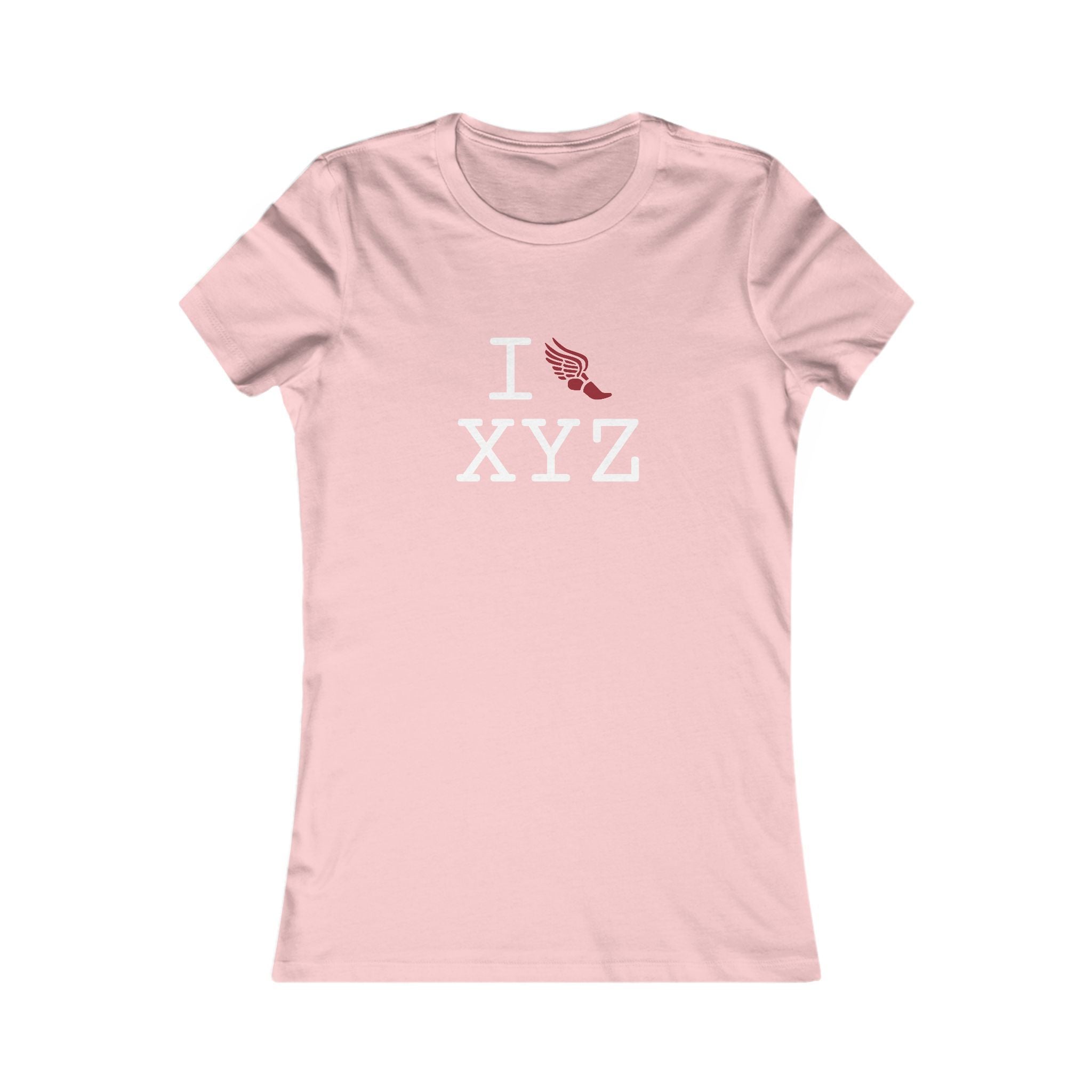 I Run ___ women's T, crimson logo
