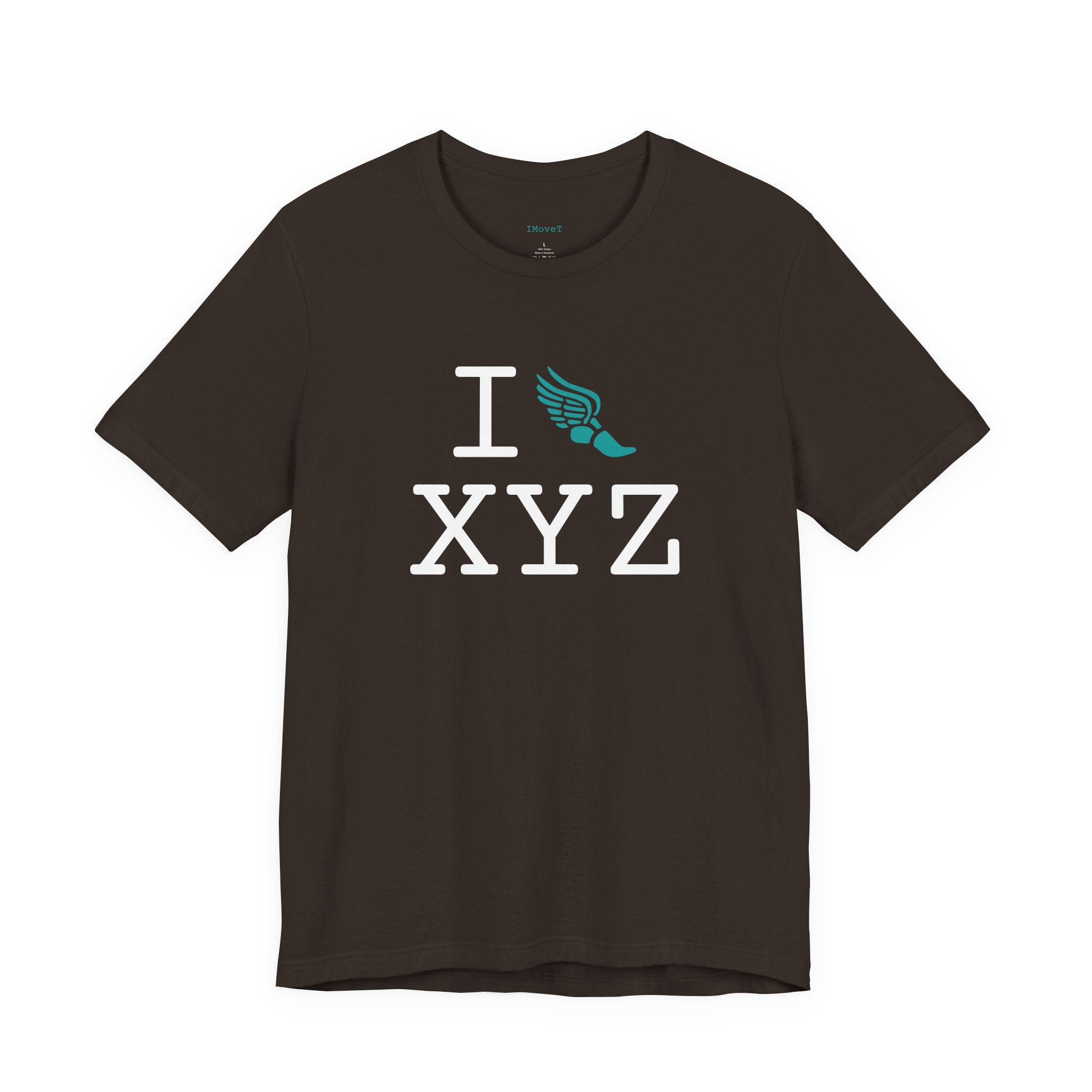 I Run ___ unisex T, teal logo