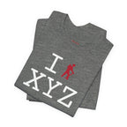 I Hike unisex T, red hiker