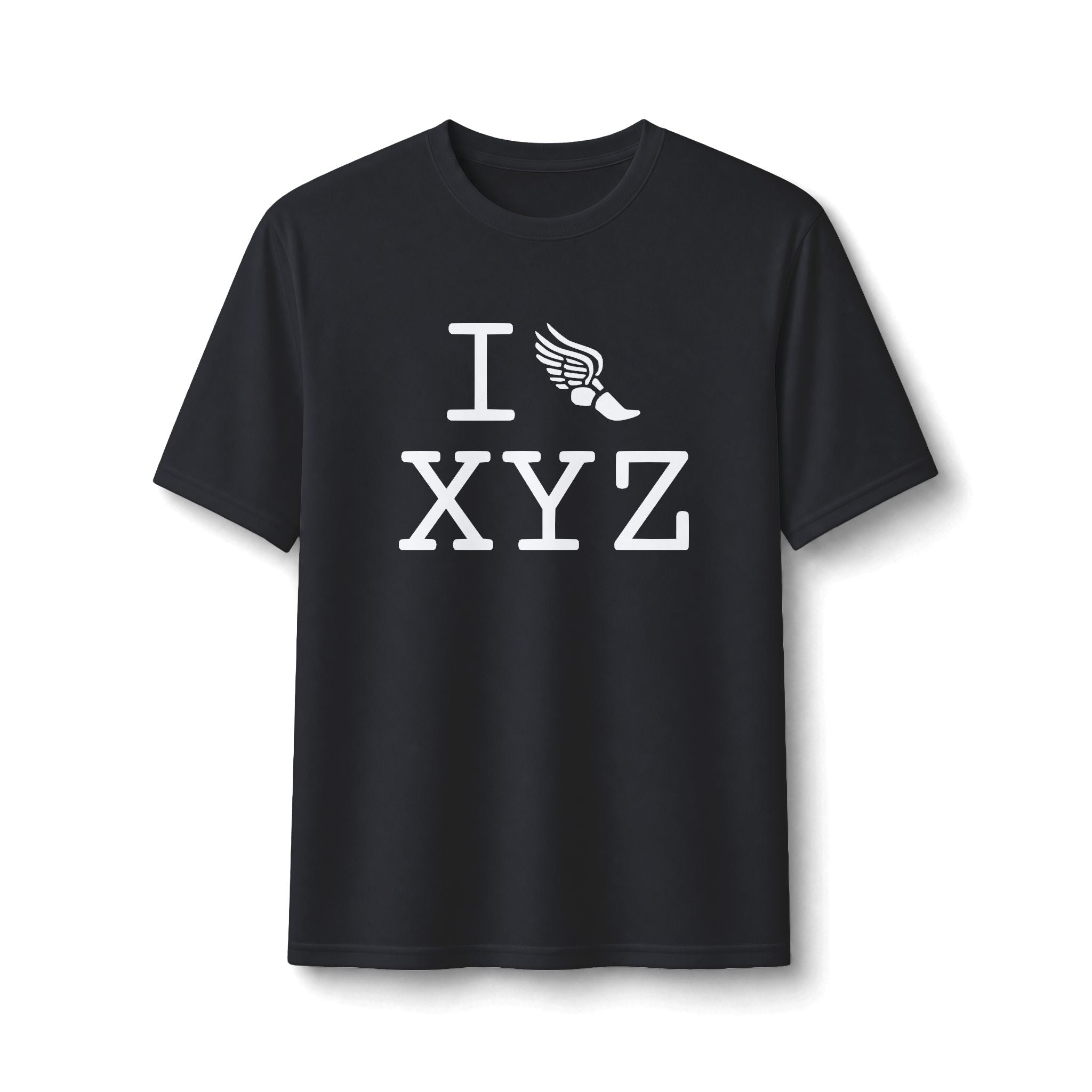I Run ___ athletic T, white logo