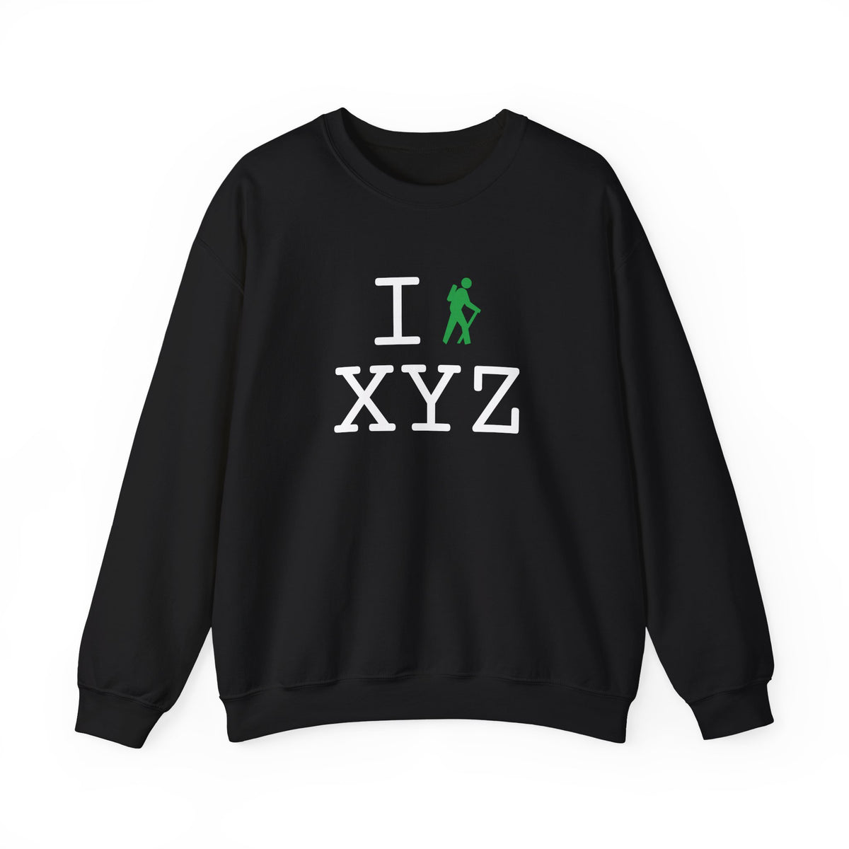 I Hike sweatshirt, green hiker
