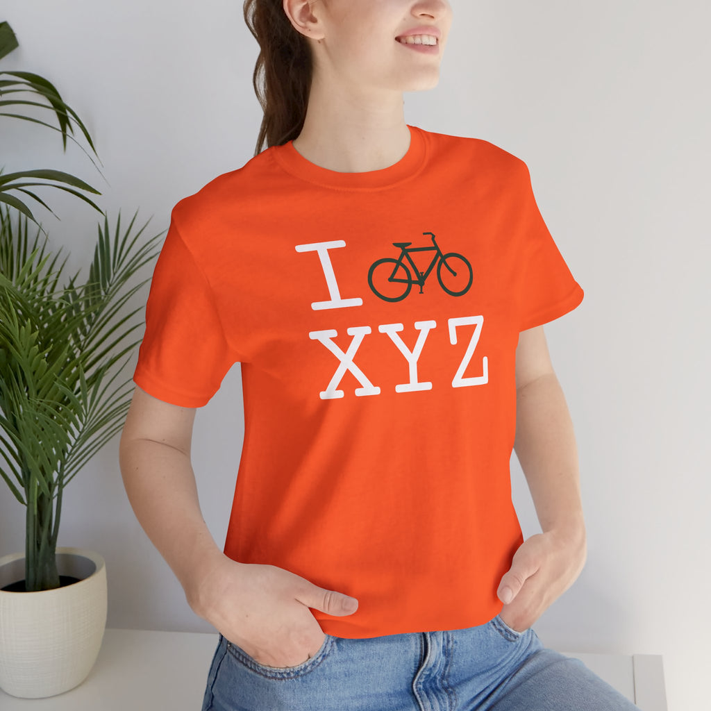 I Bike unisex T, dark green bike