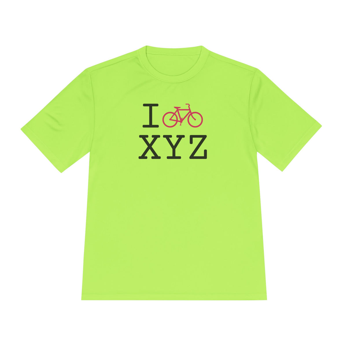 I Bike athletic T, hot pink bike